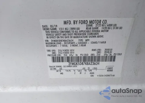 2019 Ford Flex Limited from USA, damaged, VIN 2FMGK5D87KBA23634